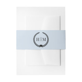 Simple Minimalist Powder Blue Monogram Einladungsbanderole