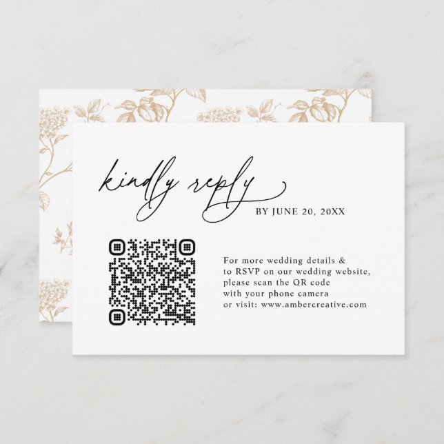 Simple Minimalist QR code Wedding RSVP Cards (Vorne/Hinten)