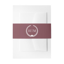 Simple Minimalist Romantic Rosewood Monogram Einladungsbanderole
