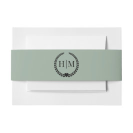 Simple Minimalist Sage Green Monogram Einladungsbanderole