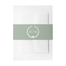 Simple Minimalist Sage Green Monogram Einladungsbanderole