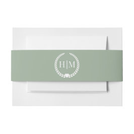 Simple Minimalist Sage Green Monogram Einladungsbanderole