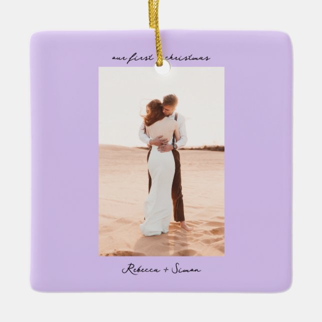 Simple Minimalist Script Photo Keramikornament (Vorderseite)