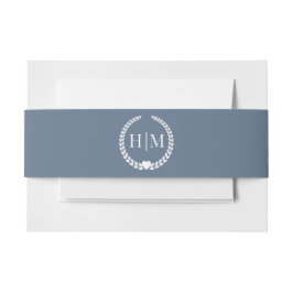 Simple Minimalist Slate Blue Monogram Einladungsbanderole