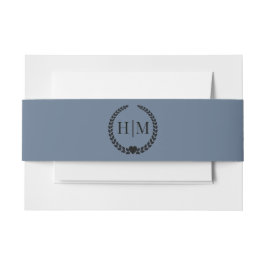 Simple Minimalist Slate Blue Monogram Einladungsbanderole
