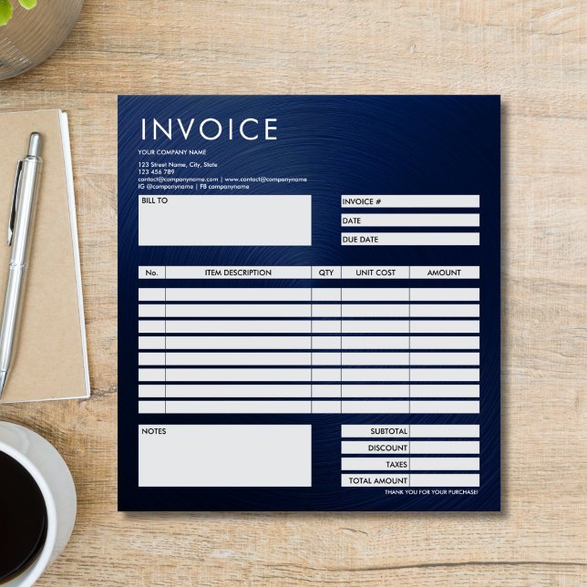 Simple Minimalist Small Invoice Form Business Logo Notizblock (imple Minimalist Small Invoice Form Business Logo Notepad)