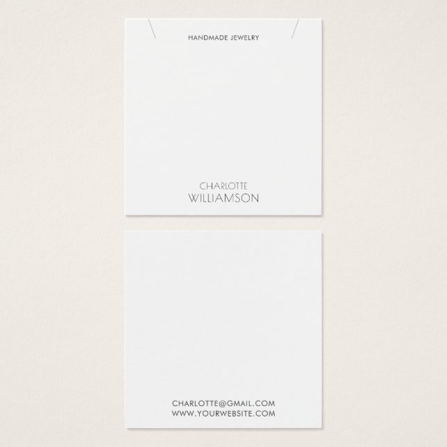 Simple Minimalist Typography Jewelry Display Card (Vorne & Hinten)