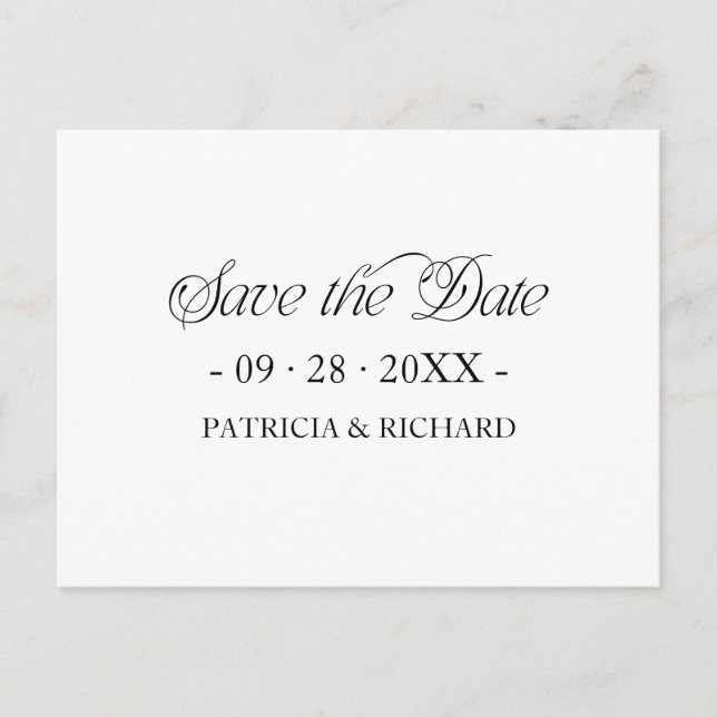 Simple Minimalist Typography Save the Date Postkarte (Vorderseite)
