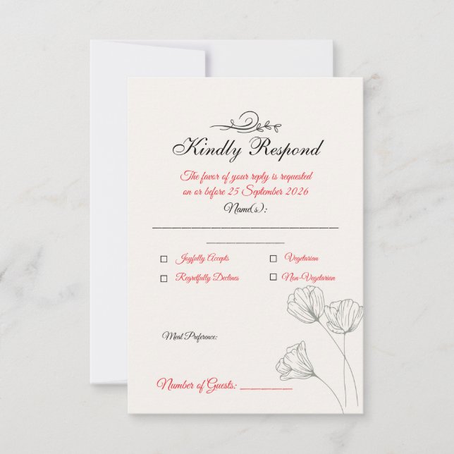 Simple Minimalist Wedding RSVP Card Karte (Vorderseite)