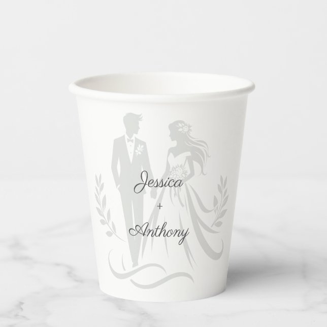 Simple Minimalistc Elegant Custom Name Wedding Pappbecher (Vorderseite)