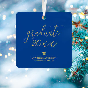 Simple Minimalistisch Royal Blue 2024 Graduate Fot Ornament Aus Metall