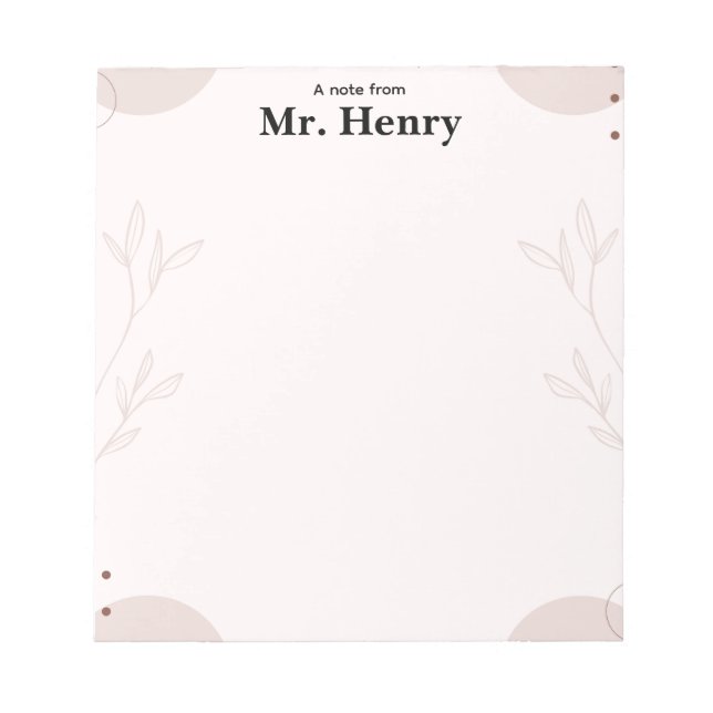 Simple Minimaslist Boho teacher Notepad Notizblock (Vorderseite)