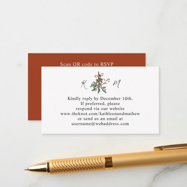 Simple Mistletoe Holiday QR Code UAWG Begleitkarte (Vorderseite/Rückseite Beispiel)