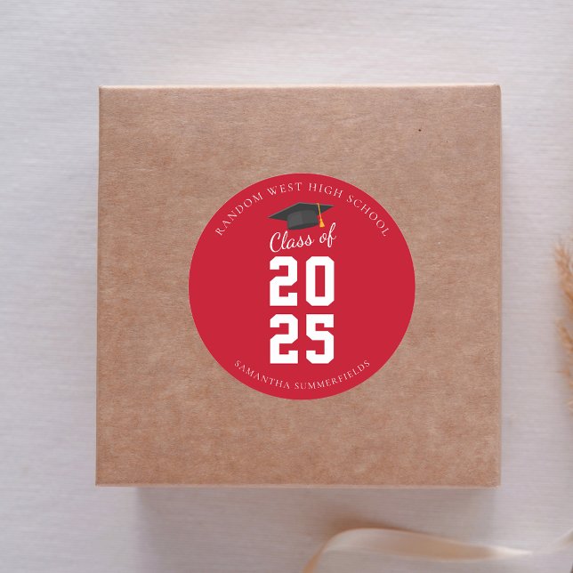 Simple Modern Abschluss 2025 Grad Party Runder Aufkleber (Simple Modern Graduation 2025 Grad Party Classic Round Sticker)