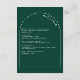 Simple Modern Arch Emerald Green Wedding Begleitkarte