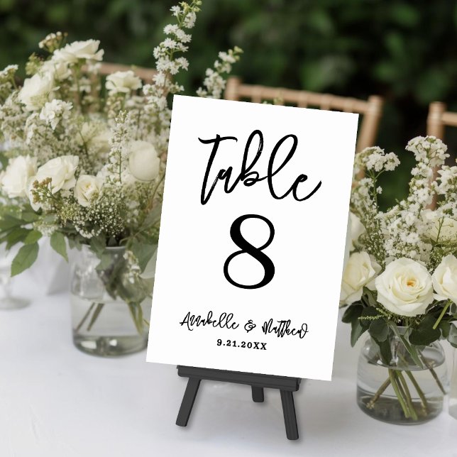 Simple Modern Black White Wedding Tischnummer (Simple Modern Black White Wedding Table Number)