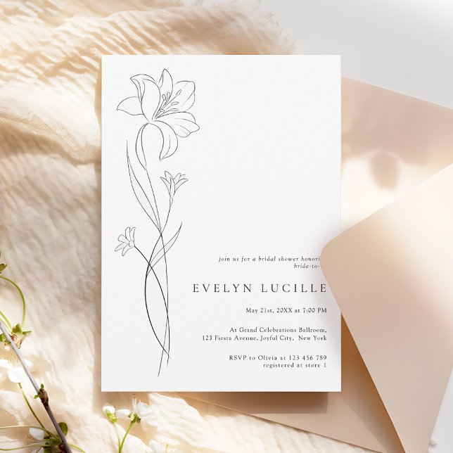 Simple Modern Boho Floral Bridal Shower Einladung (Von Creator hochgeladen)