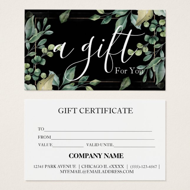 Simple & Modern Business Gift Certificate (Vorne & Hinten)