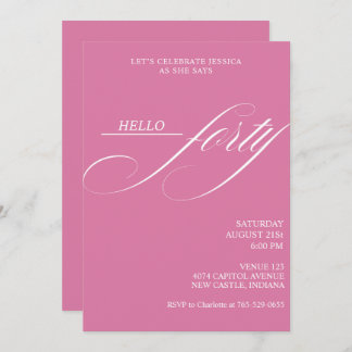Simple Modern Caligraphy Forty 40th Birthday Party Einladung