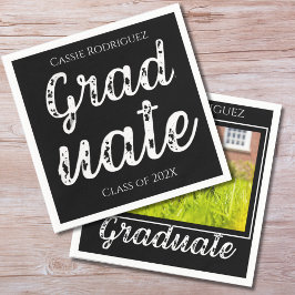 Simple Modern Calligraphy Graduation Black Serviette