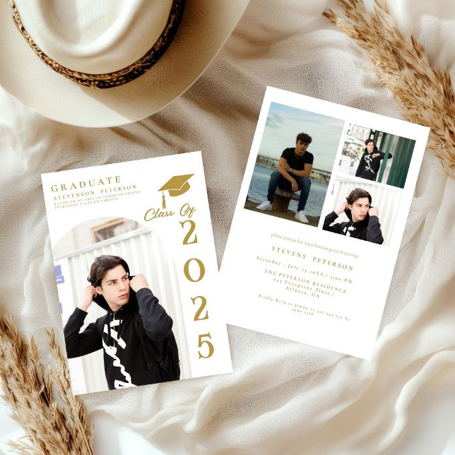 Simple Modern Calligraphy Photo Graduation Invitat Einladung (Von Creator hochgeladen)