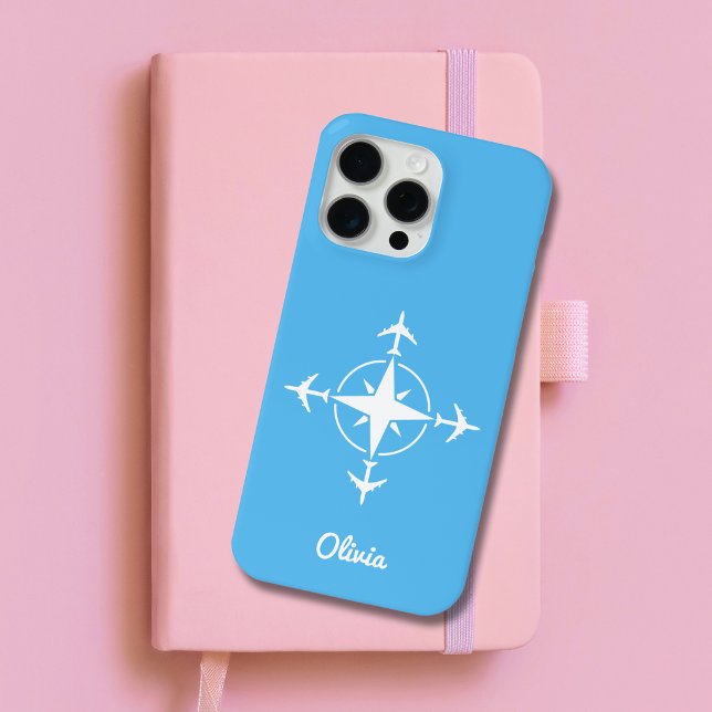 Simple Modern Compass and Airplane Travel Custom Case-Mate iPhone Hülle (Von Creator hochgeladen)