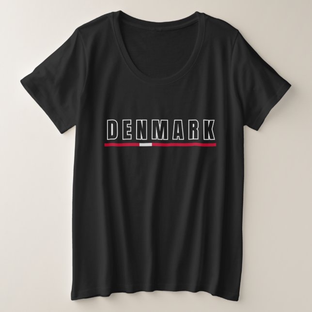 Simple Modern Denmark Danish Letter Flag Souvenir Große Größe T-Shirt (Design vorne)