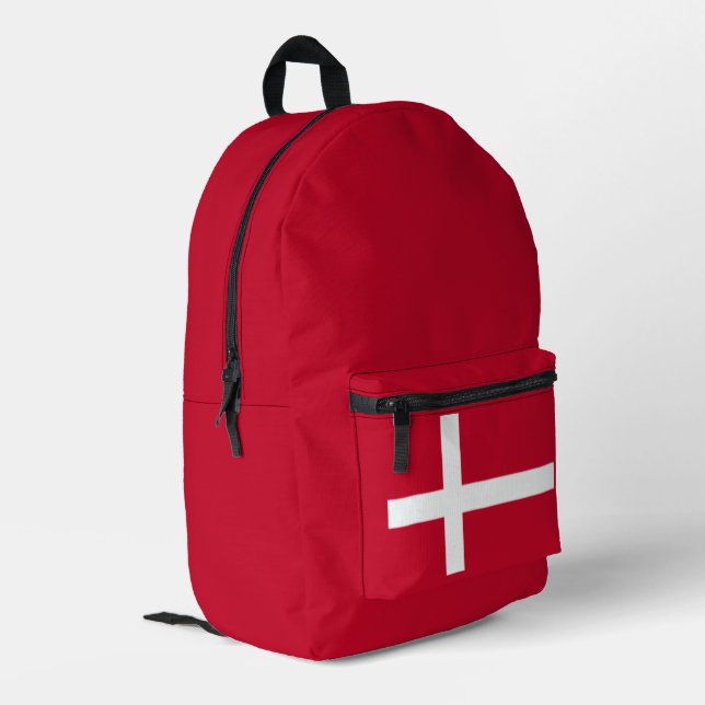 Simple Modern Denmark Flag map daneben Souvenir Bedruckter Rucksack (Rückseitige Ecke links)