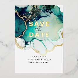 Simple Modern Elegant Emerald Green Save The Date  Folieneinladung