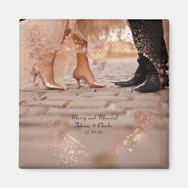 Simple Modern Elegant Married Photo Christmas  Magnet (Vorne)