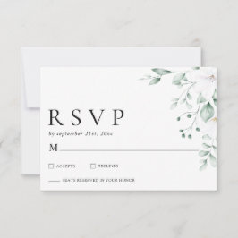 Simple Modern Eucalyptus Greenery Wedding RSVP Karte
