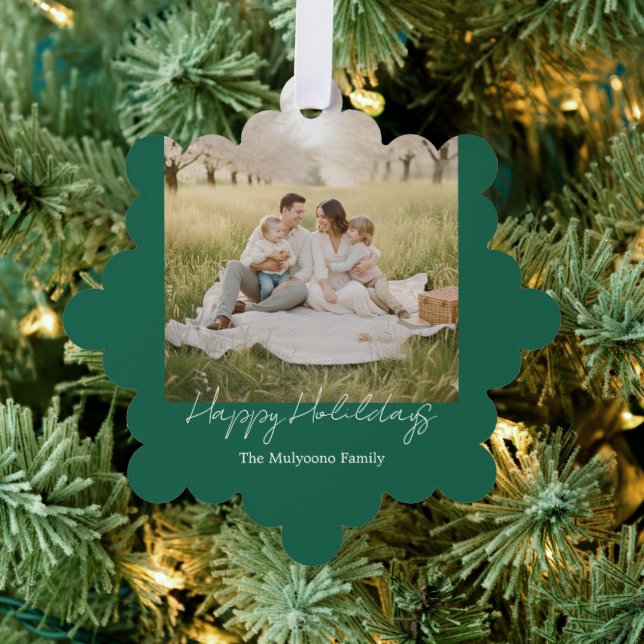 Simple Modern Family Photo Christmas & New Year Ca Ornament Karte (Insitu (Baum))