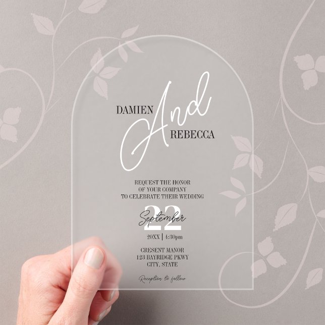 Simple Modern Frost Acrylic Wedding Invitation Acryleinladungen (Von Creator hochgeladen)