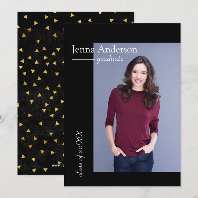 Simple Modern Gold Confetti - Grad Ankündigung (Vorne/Hinten)
