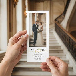 Simple Modern Gold Script Bookmark Photo Wedding Save The Date