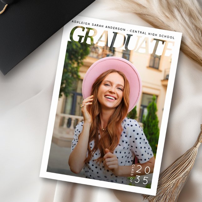 Simple Modern Graduate Photo Graduation Party  Einladung (Von Creator hochgeladen)