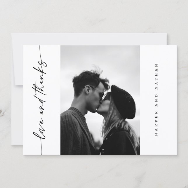 Simple Modern Handwritten Script Photo Wedding Dankeskarte (Vorderseite)