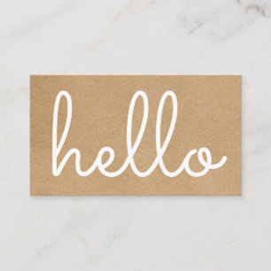 Simple Modern Hello Rustic Kraft Visitenkarte