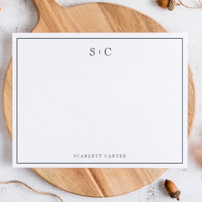 Simple Modern Initials Border Stationery Note Card Mitteilungskarte (Von Creator hochgeladen)