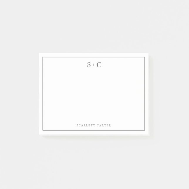 Simple Modern Initials Border Stationery Post-it Klebezettel (Vorderseite)