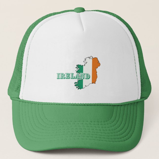 Simple Modern Ireland Irish Art Map Flag Souvenir Truckerkappe (Vorderseite)