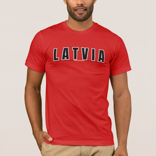 Simple Modern Lettisch Lettisch Letter Flag Souven T-Shirt (Vorderseite)