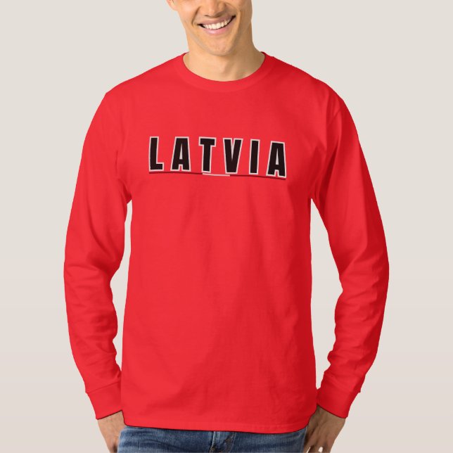 Simple Modern Lettisch Lettisch Letter Flag Souven T-Shirt (Vorderseite)