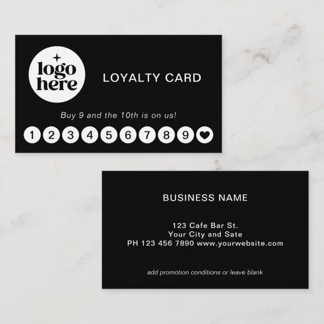 Simple Modern Logo Business Loyalty Card Visitenkarte (Vorne/Hinten)