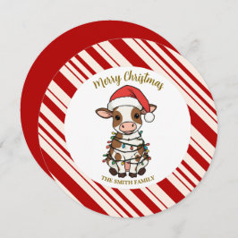 Simple modern merry christmas calf Cow OX pattern Einladung
