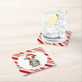 Simple modern merry christmas calf Cow OX pattern Rechteckiger Pappuntersetzer