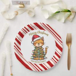 Simple modern merry christmas kitten CatMAS patter Pappteller