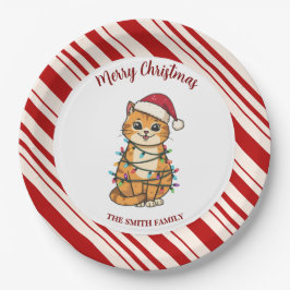 Simple modern merry christmas kitten CatMAS patter Pappteller