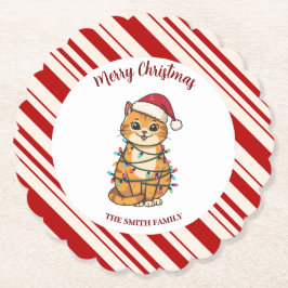 Simple modern merry christmas kitten CatMAS patter Untersetzer