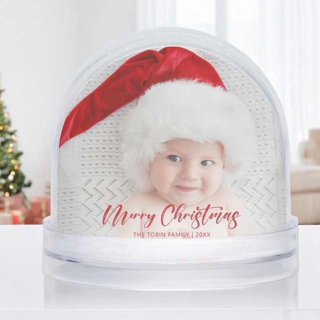 Simple Modern Merry Christmas Photo Snow Globe Schneekugeln (Von Creator hochgeladen)